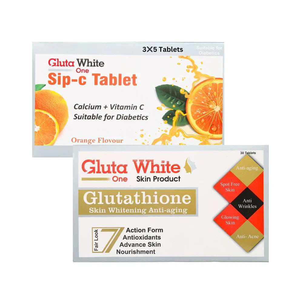 Gluta White tablets 30 and vitamin C 20 tablets | Best for full body whitening